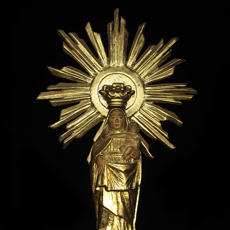 Virgen del pilar en madera policromada, S.XIX - 1