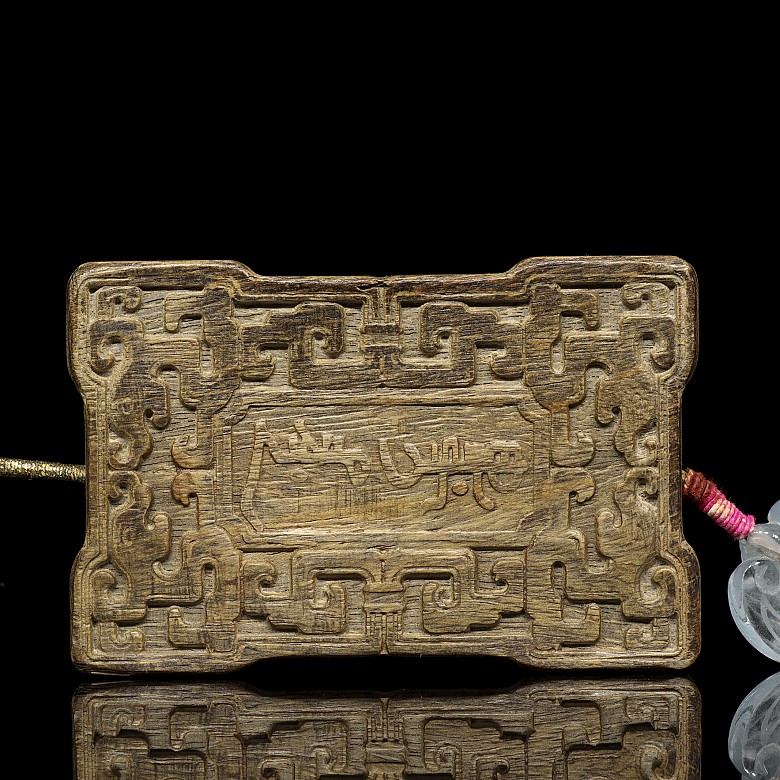 Placa de madera Chenxiangmu y aguamarina, Dinastía Qing - 1