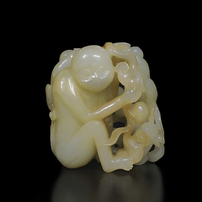 Mono de jade tallado, dinastía Qing