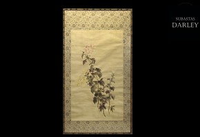 Embroidered silk panel, China, 20th century