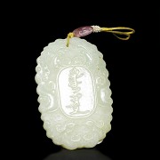 Placa de jade tallado con turmalina, dinastía Qing