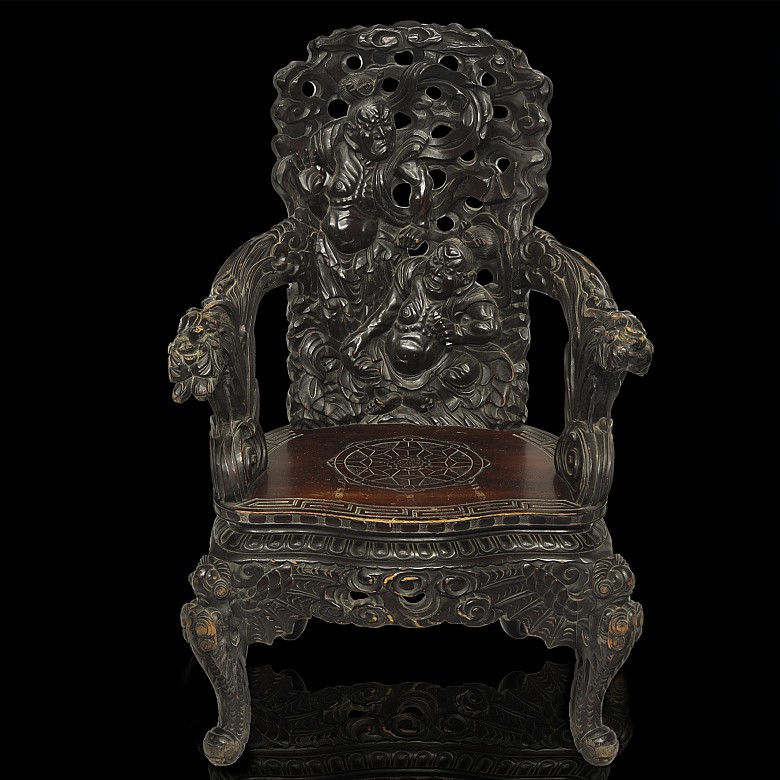 Chinese carved wooden armchair, 20th century