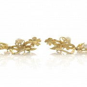 Pendientes de oro amarillo 18 k en forma de flor y racimo - 3