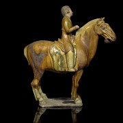 Sancai glazed pottery figure 'Archer on horseback', Tang dynasty (618 - 906)