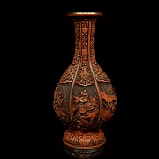 Carved red lacquer vase, China, 20th century