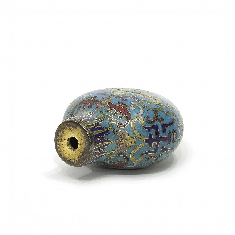 Botella de rapé de cloisonné, dinastía Qing.