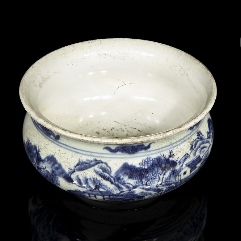 White and blue porcelain incense burner, 19th century - 3