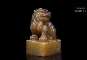 A carved stamp with lion, 20th century