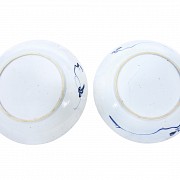 Pair of porcelain plates, blue and white, Qing dynasty, 18th century