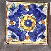 Three Valencian glazed ceramic tiles, 18th c. - 1
