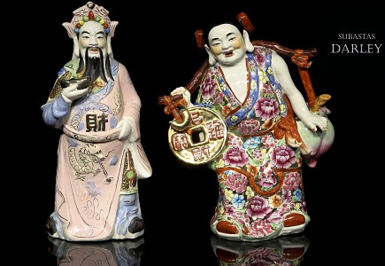 Pareja de sabios de porcelana, China, S.XX