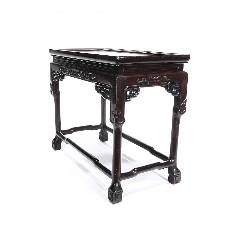 Chinese carved wood side table. - 4