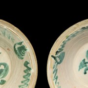 Two green-glazed earthenware basins, Fajalauza