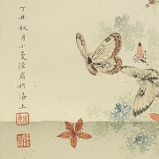 Pintura china con firma Lu Xiaoman 