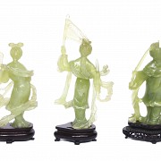 Tres bailarinas de jade tallado, s.XX
