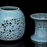 Lámpara de porcelana vidriada, S.XX
