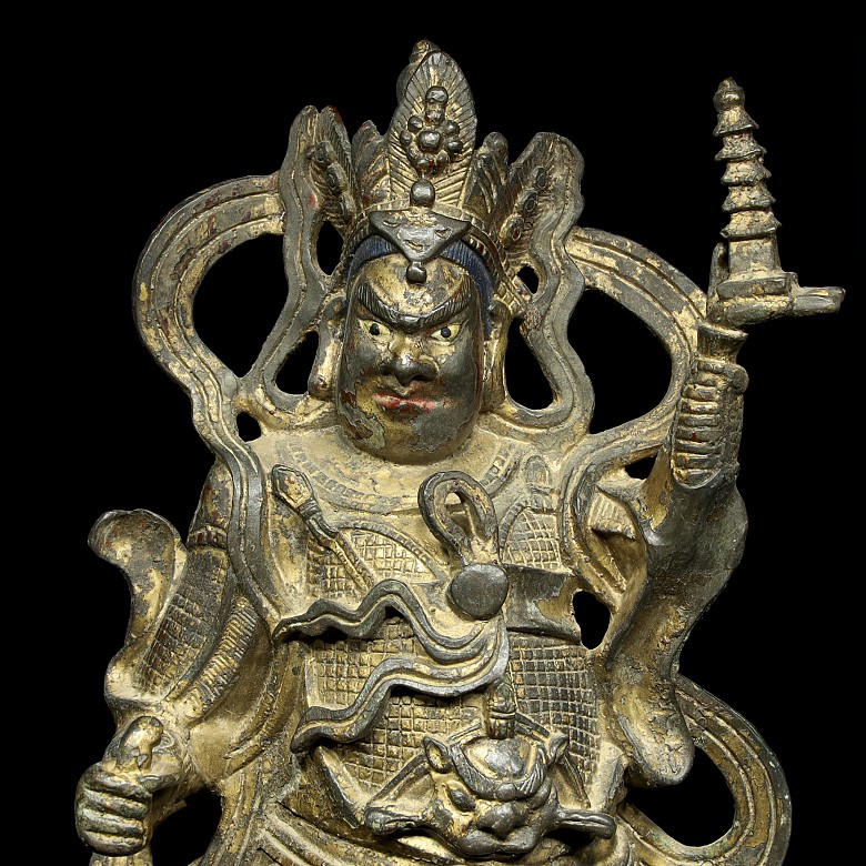Gilded bronze warrior, China, Ming-Qing dynasty