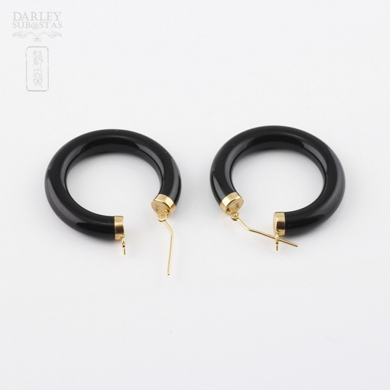earrings natural onyx  in 18k yellow gold - 1