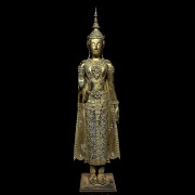 Buda tailandés de bronce policromado, S.XX