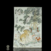 Placa de porcelana con ciervos y grullas, S.XX - 7