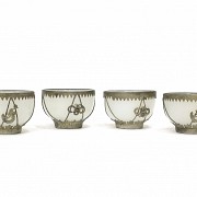 Set of glass bowls and metal mount, 20th century