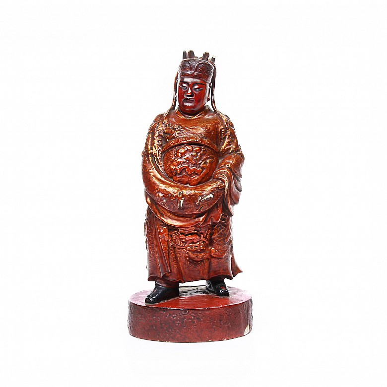 Wooden Chinese dignitary sculpture, early 20th century