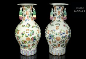 Pair of lucky vases, mid-20th century