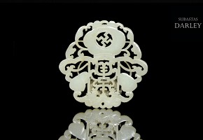 Broche de jade tallado, dinastía Qing