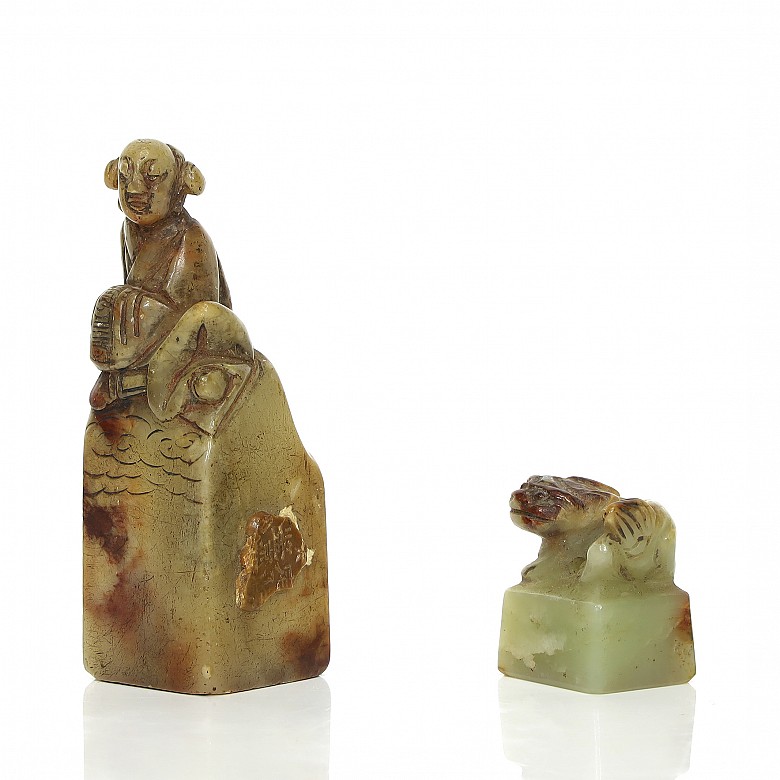 Two carved stone seals, 20th century - 1