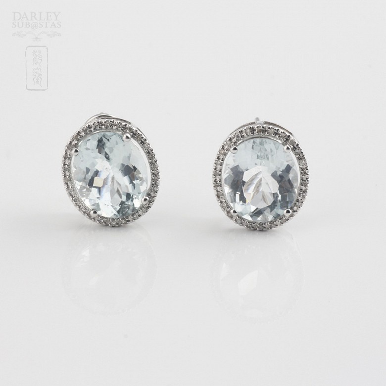 Earrings with Aquamarine 8.44cts and diamond White Gold - 3