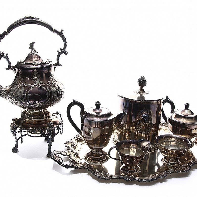Set of seven pieces of silver plated metal, 20th century - 1