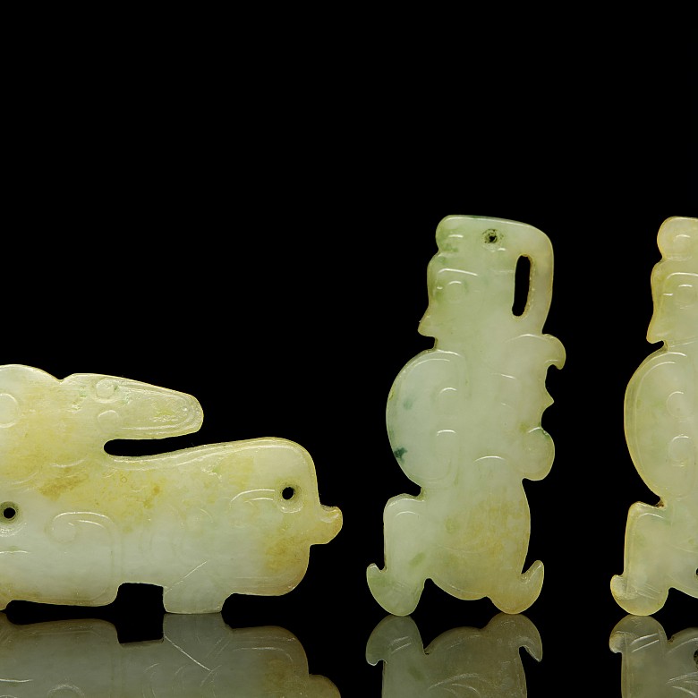 Conjunto de seis adornos de jade amarillo, dinastía Zhou occidental