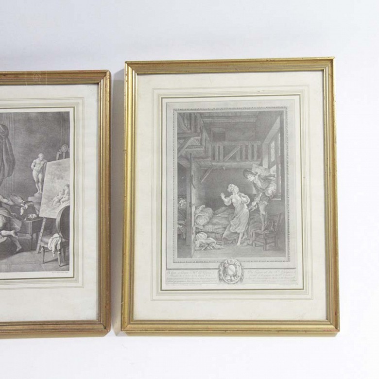 Five framed antique prints - 12