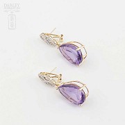 Dangly earrings Amethyst and Diamond - 1