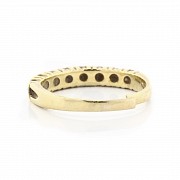 18k gold half wedding band ring with diamonds. - 3