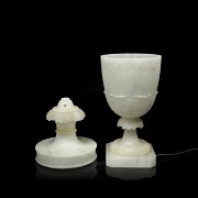 Cup-shaped alabaster lamp, 20th century.