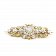 18k yellow gold and pearls brooch - 2