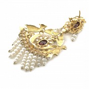 Pendant in 18 k yellow gold, rubies and pearls - 3