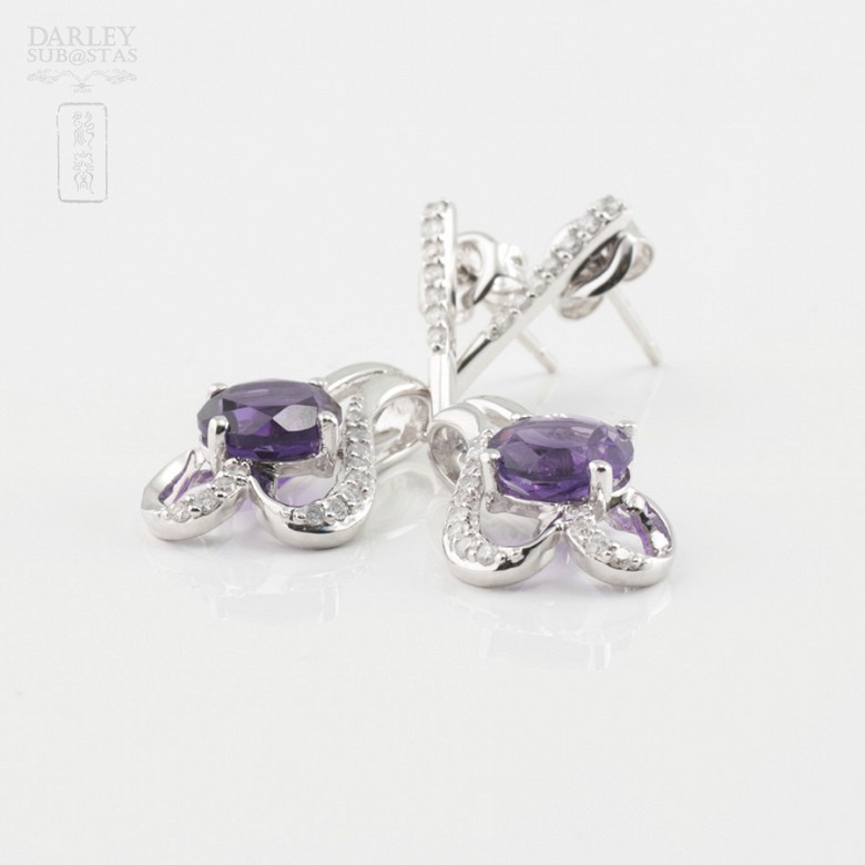 Precious amethyst and diamond earrings - 2