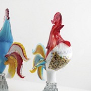 Pair of Murano glass roosters - 5