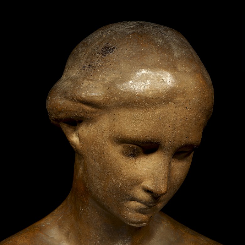 Busto cerámica patinada, Dama, S.XX - 4