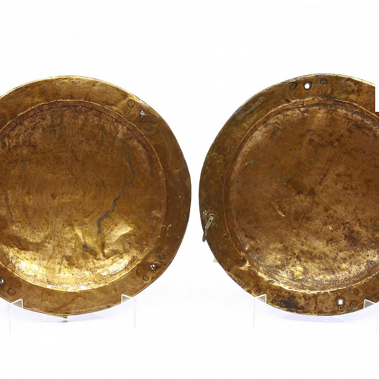 Pair of copper plates, 20th century
