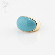 18k yellow gold and natural turquoise ring - 1