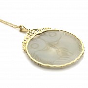 Jade pendant with 18k yellow gold mount and chain