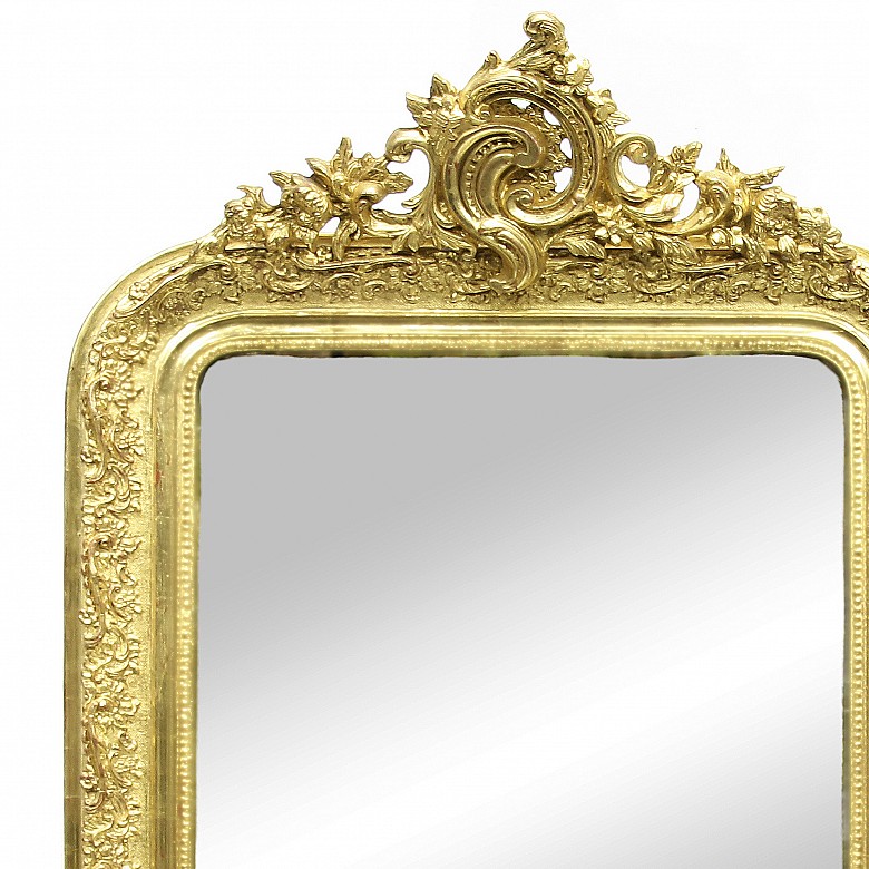 Espejo isabelino de madera dorada, s.XIX