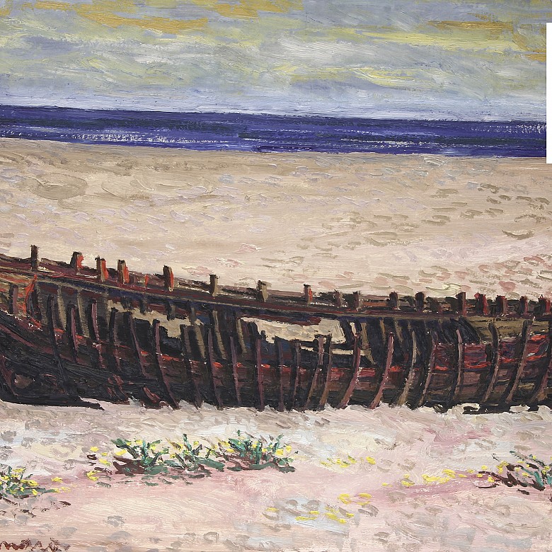 Pedro Cámara (1936- 2017) “Barca en la playa”, 1963.