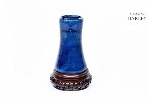 Blue enamelled stoneware vase, early 20th century