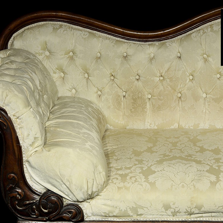 Victorian chaise longue with capitonné upholstery, England, 19th century - 1