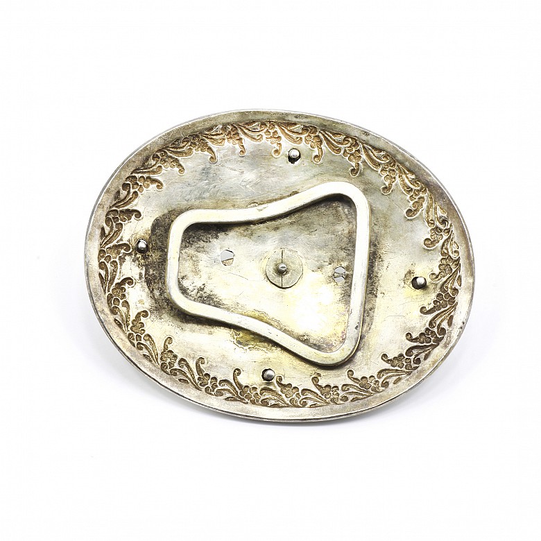 Hebilla de plata con diamantes de Matara (circón), Indochina, pps.s.XX