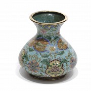 Small enameled metal vase, 20th century